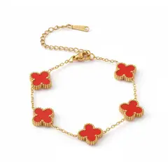 GENERICO - Pulsera Van Cleef roja Acero Inoxidable