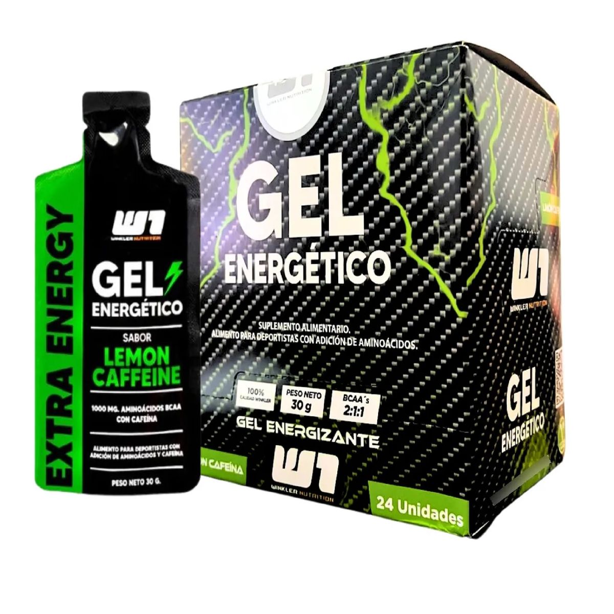 WINKLER NUTRITION - Gel Energetico X 24 Unidades Winkler Sabor Limón Cafeína