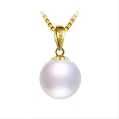 LUXURYJOYAS - Collar De Perlas De Río De Agua Dulce dije de Oro 18kt 9-10mm