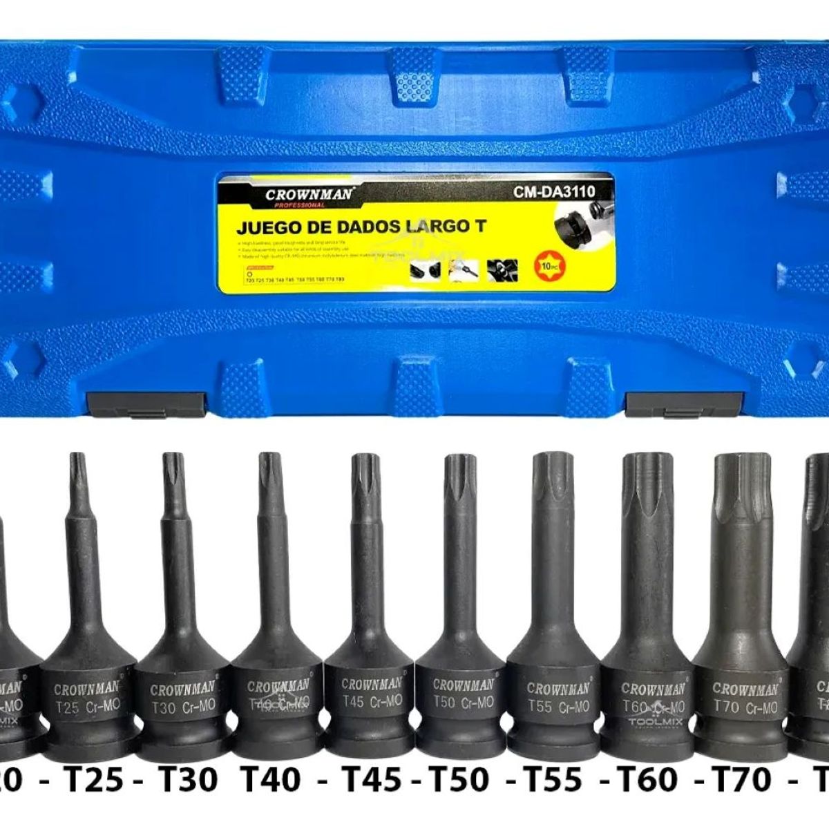 GENERICO - Set 10 Dados Impacto Torx Largos Cuadrante 1/2puLG