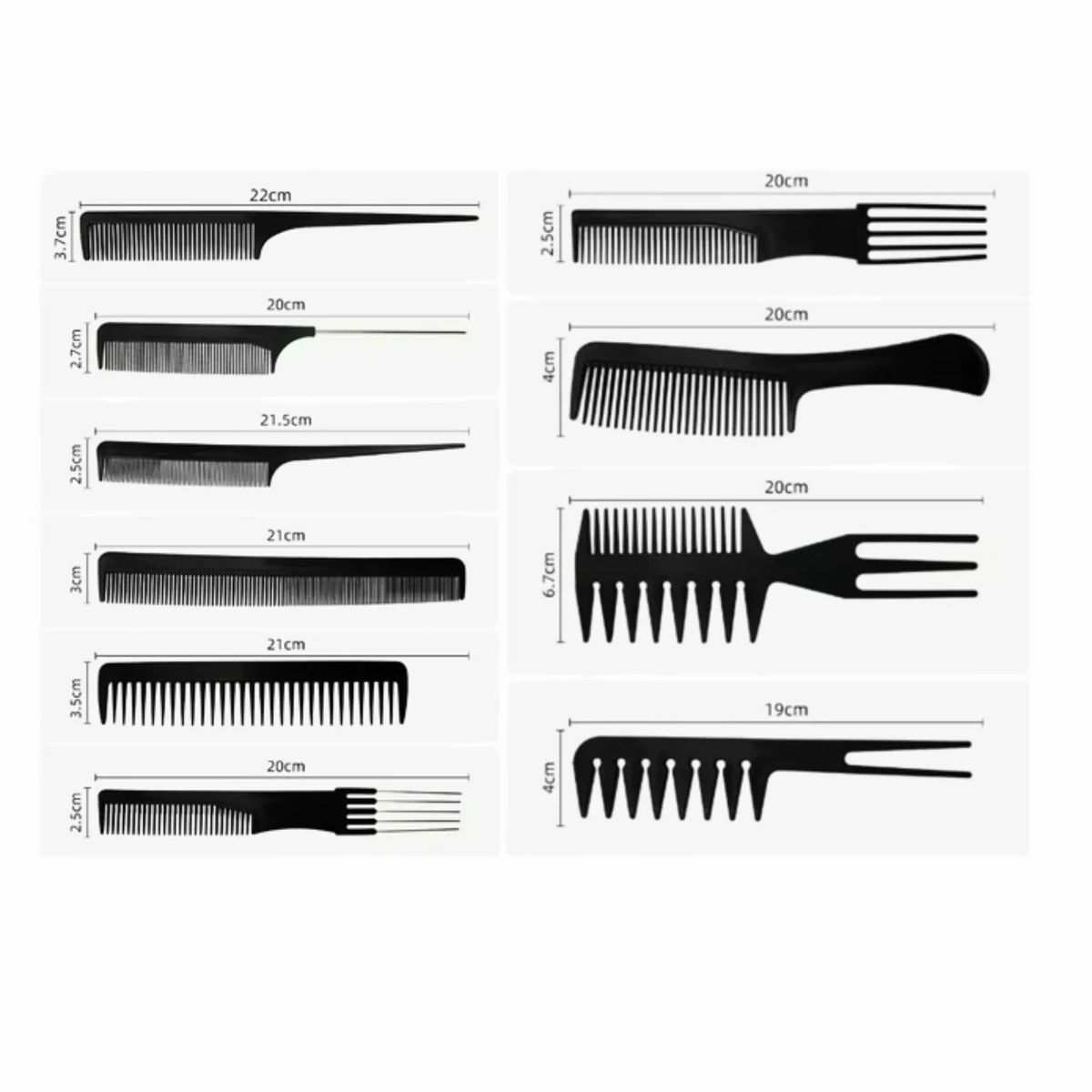 GENERICO - Set de 10 Peines de Peinado Para Peluquería Profesional
