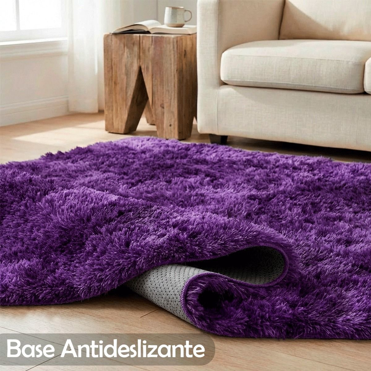 ARMONIA - Alfombra Morada Pelo Largo 240x200 Decorativa