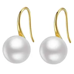 LUXURYJOYAS - Aros Perlas Cultivadas De Agua Dulce Oro 18kt Sobre Plata925