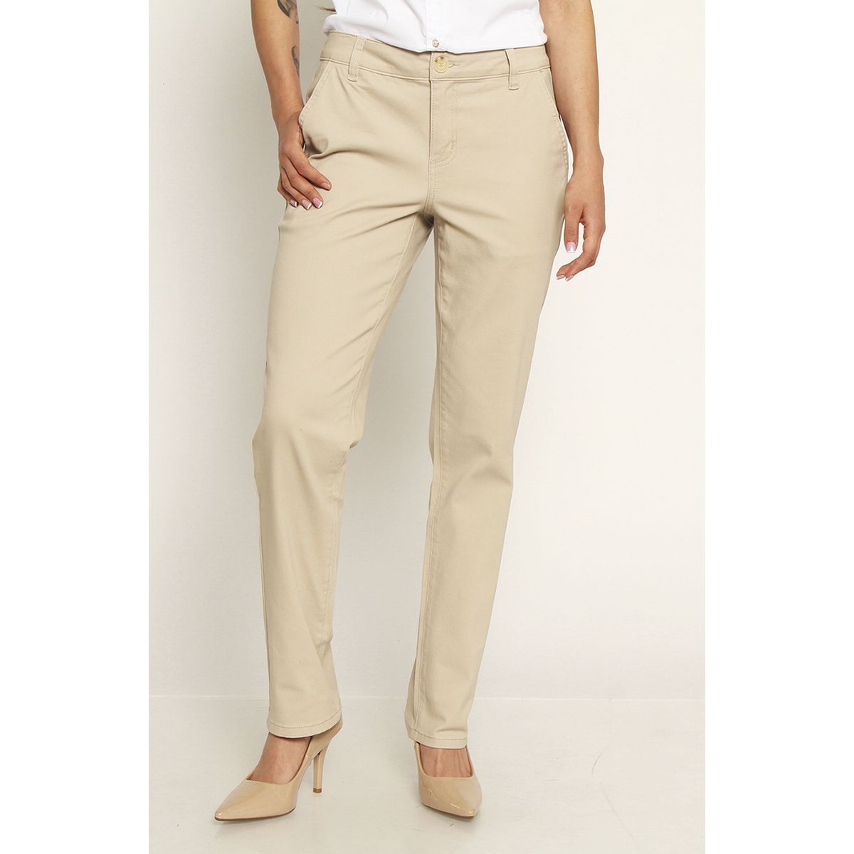 WADOS - PANTALON SLIM TIRO ALTO PRETINA BASICA 1 BOTON