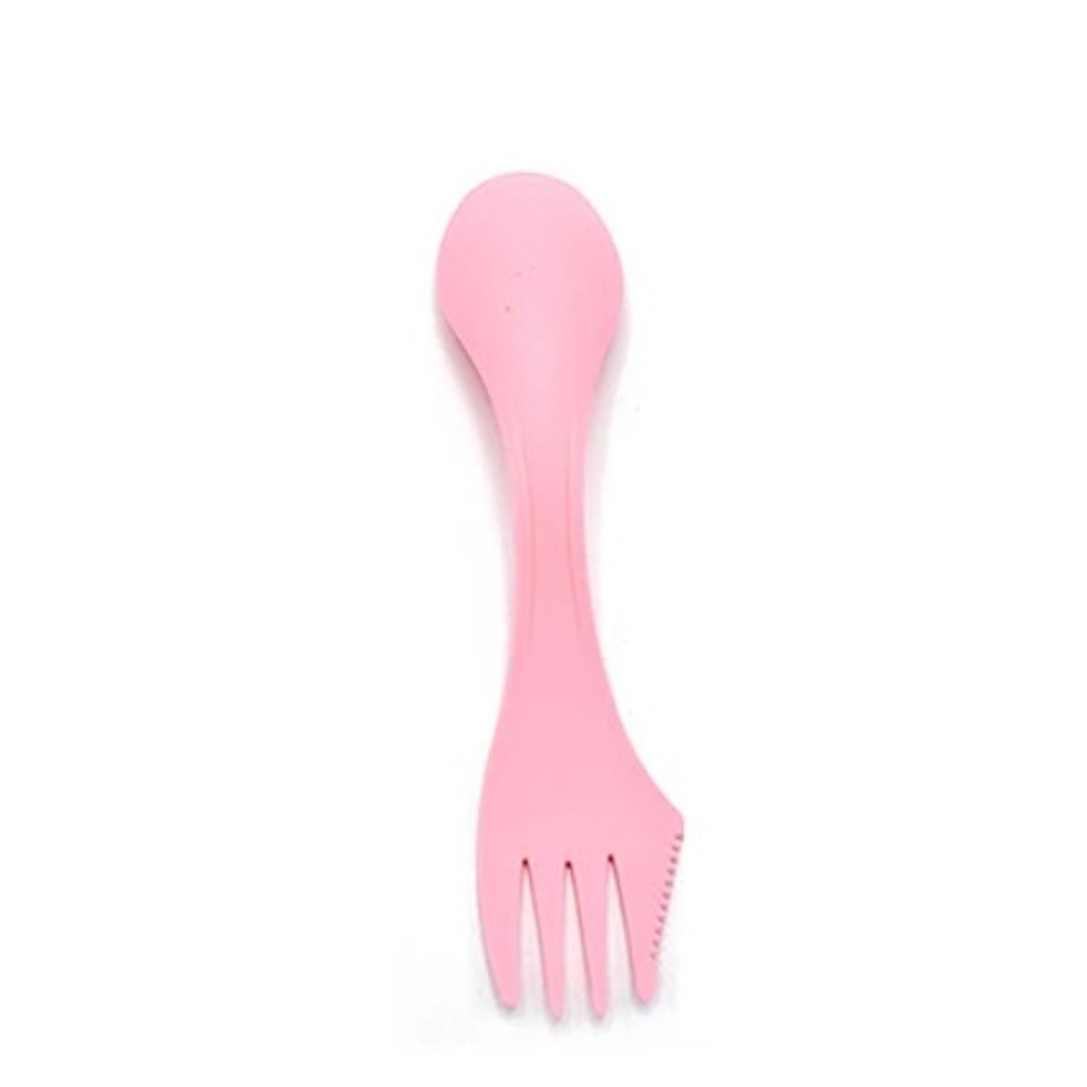 GENERICO - Cuchillo Tenedor Cuchara De Plastico 3 En 1 Rosa 6Pcs 17Cm