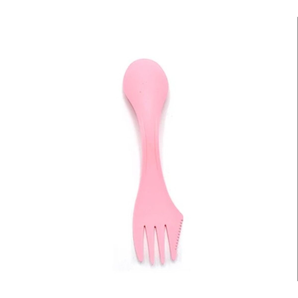 GENERICO - Cuchillo Tenedor Cuchara De Plastico 3 En 1 Rosa 6Pcs 17Cm