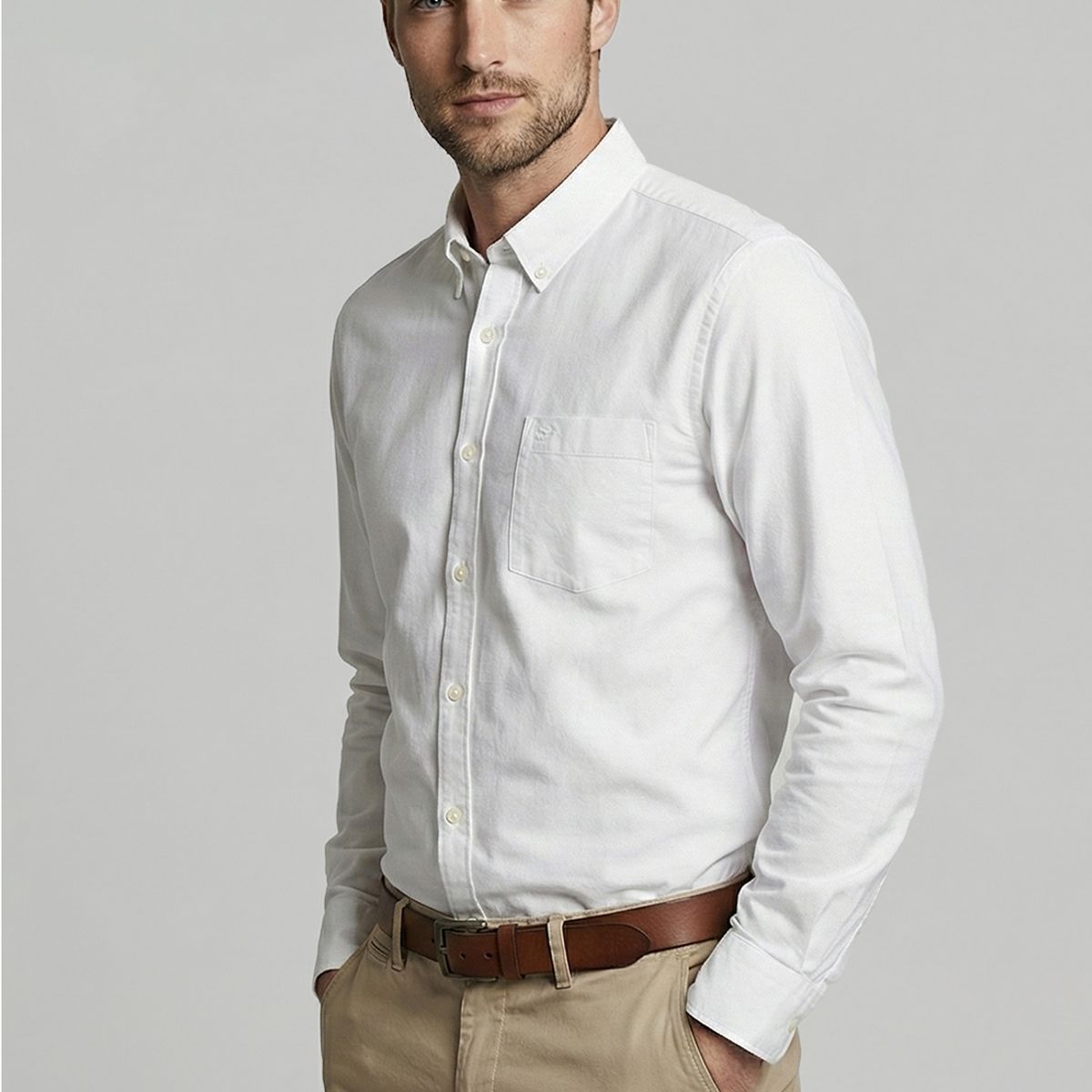 FEROUCH - Camisa Smart Casual Oxford White Ferouch