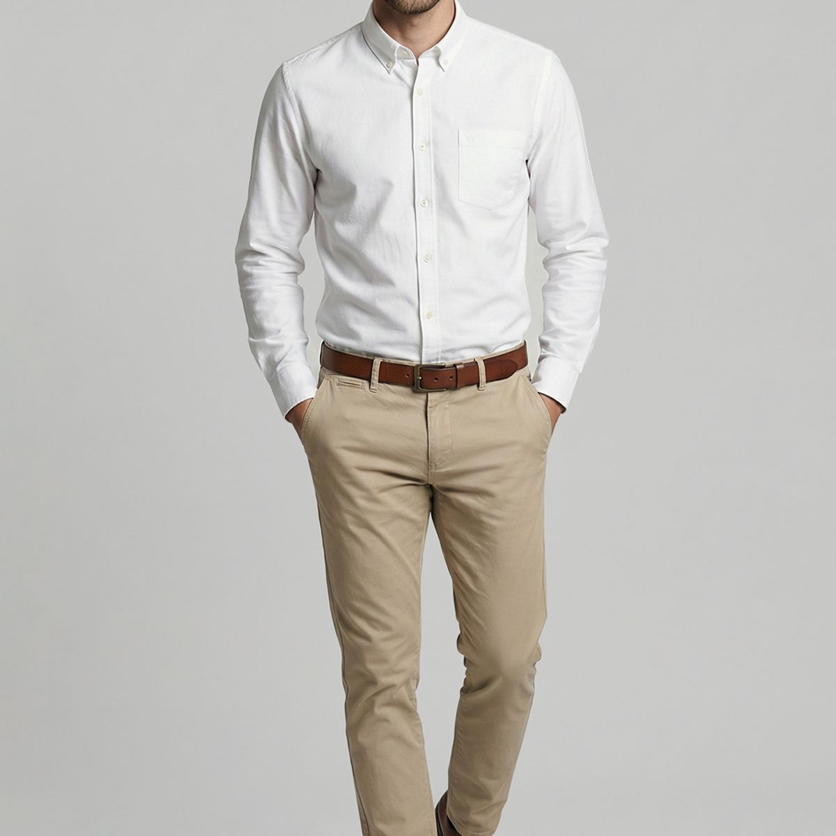 FEROUCH - Camisa Smart Casual Oxford White Ferouch