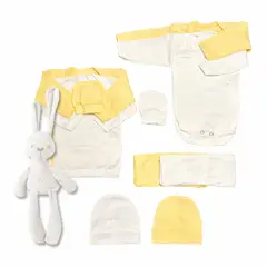 BABY - Pack Regalo Bebé - Doble Ajuar 0 a 3 Meses - 10 Piezas - Algodón con Peluche de Apego