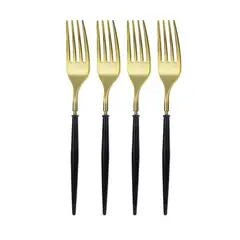 GENERICO - Tenedores Plasticos Dorados Con Negro 17x207Cm 4Pcs