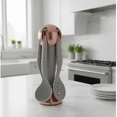 GENERICO - Set 6 Utensilios De Cocina Antiadherentes Mango De Silicona