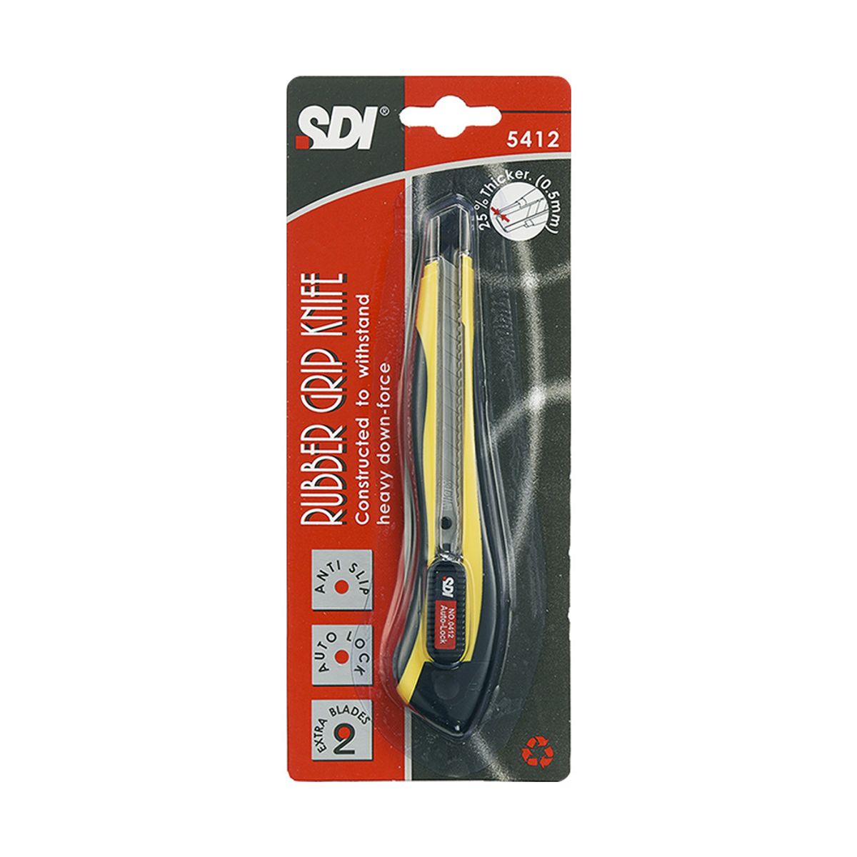 GENERICO - Cuchillo Cartonero Bloqueo Automático Goma 3 Hojas 9mm SDI