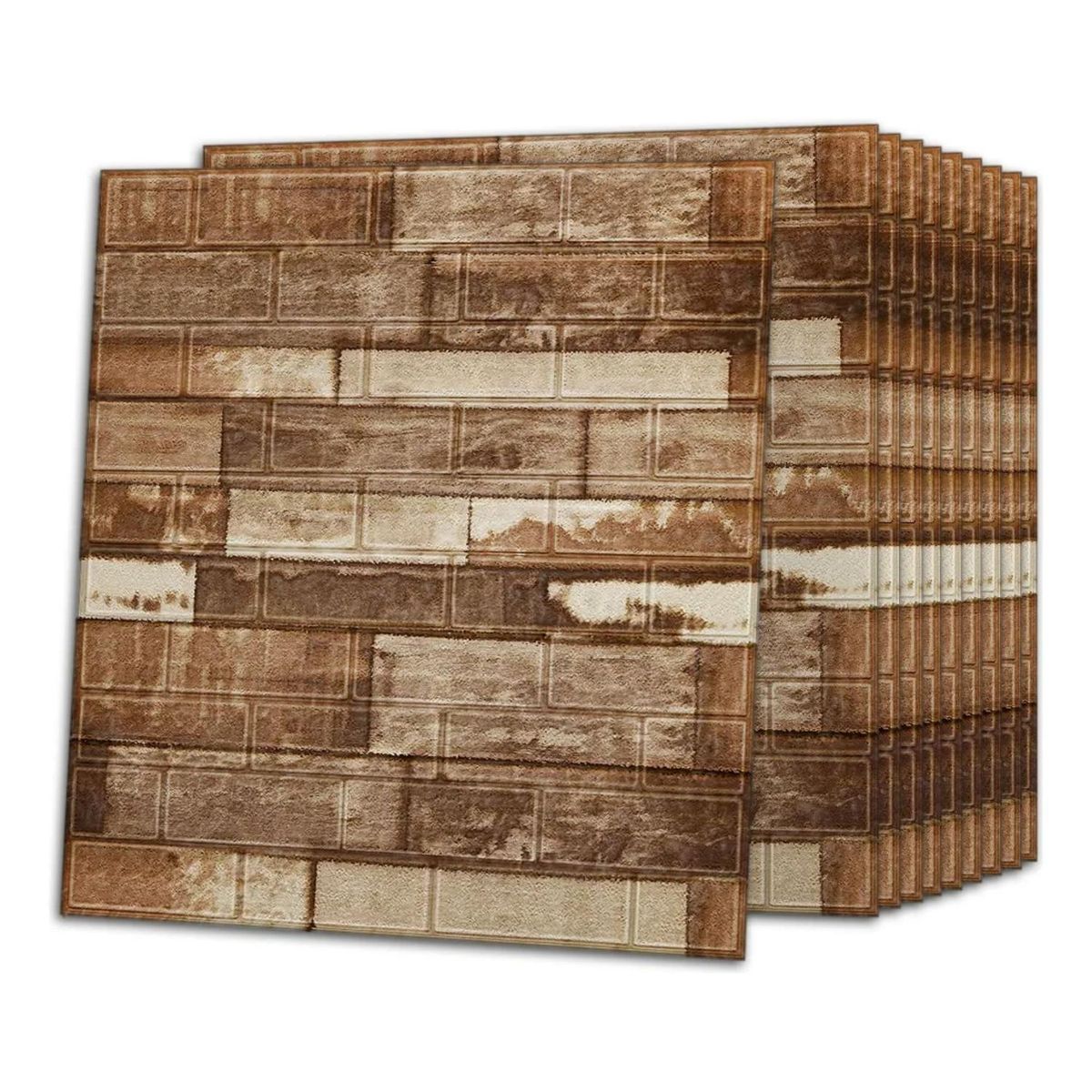 Pack 10 Pegatinas Pared Espuma 3D 70x77 CM Madera, marca IMPORTCLICK - Foto Principal