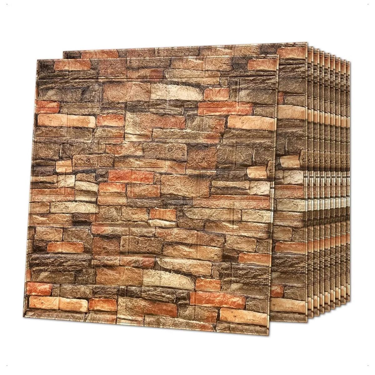 IMPORTCLICK - Pack 10 Pegatinas Pared Espuma 3D 70x77 CM Marrón