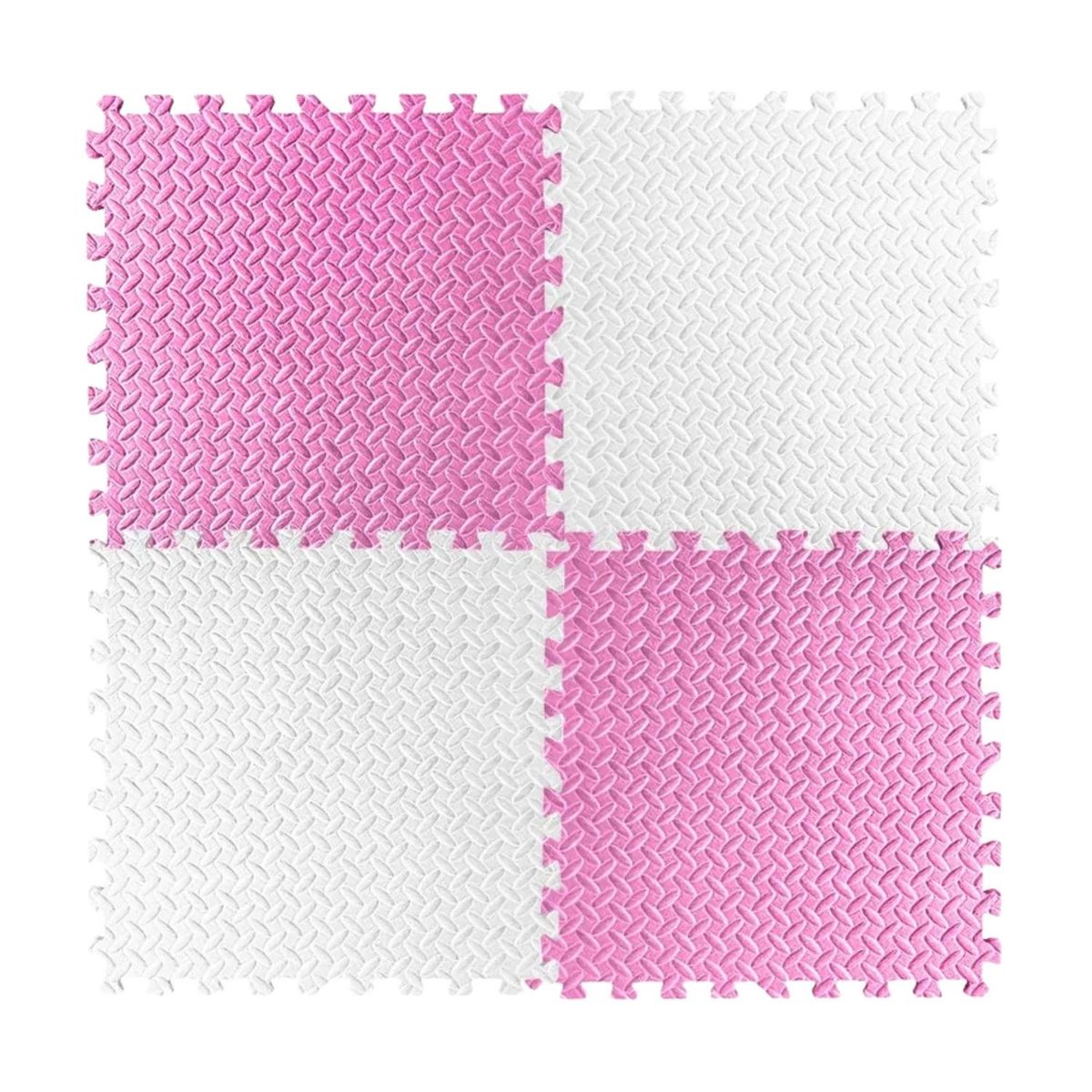 IMPORTCLICK - Pack 4 Alfombras Piso Goma Eva Bebé Puzzle 60x60 CM Rosa Blanco
