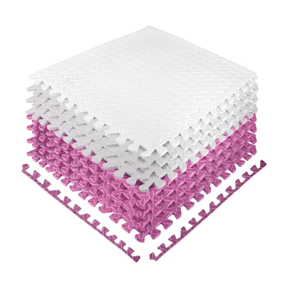 IMPORTCLICK - Pack 8 Alfombras Piso Goma Eva Bebé Puzzle 60x60 CM Rosa Blanco