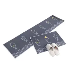 IMPORTCLICK - Set 2 Alfombras Cocina Piso Entrada Antideslizante 120x40 CM Lineas Gris