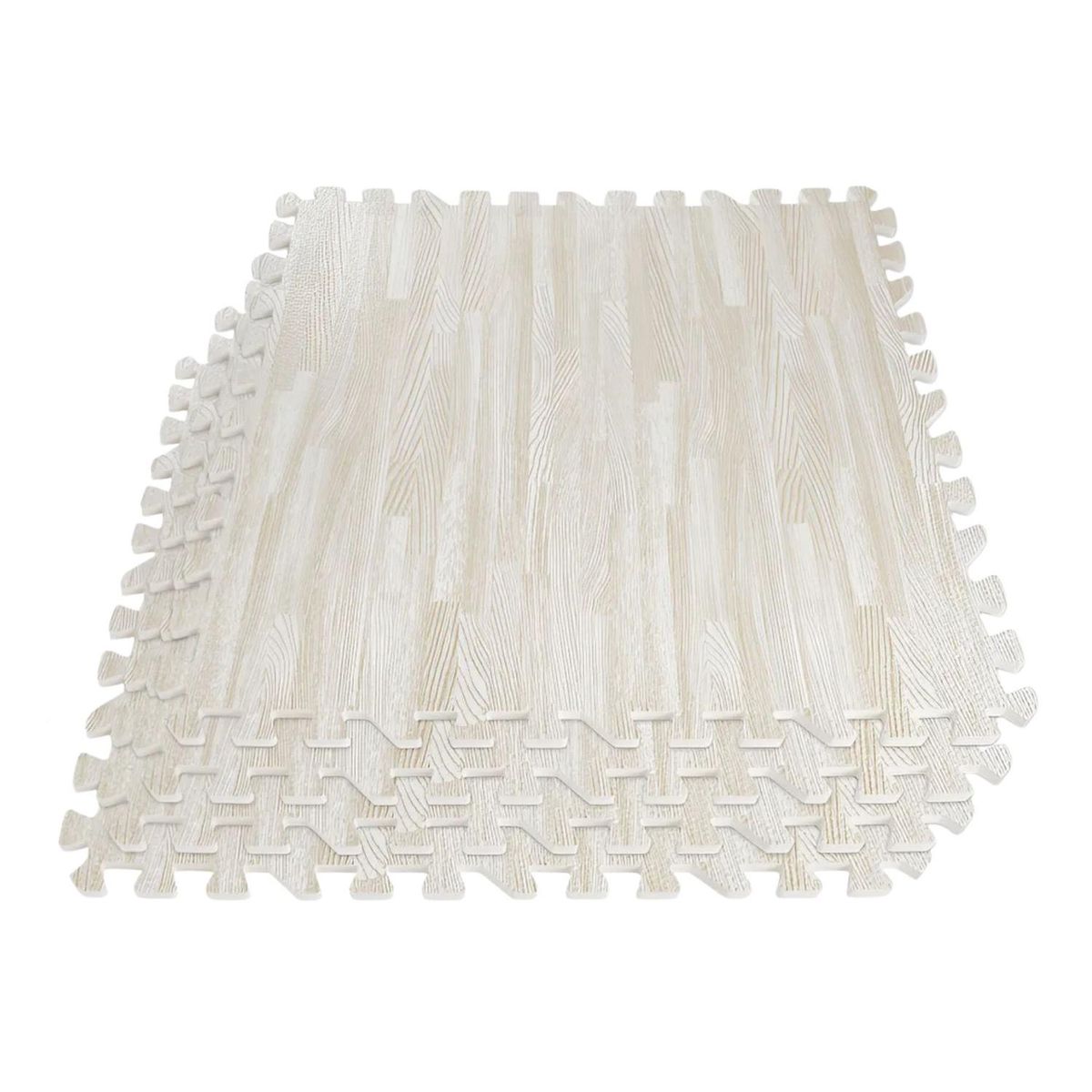 IMPORTCLICK - Pack 4 Alfombras Piso Goma Eva Antigolpes Tipo Madera 60x60 CM Blanco
