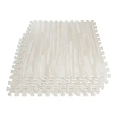 IMPORTCLICK - Pack 4 Alfombras Piso Goma Eva Antigolpes Tipo Madera 60x60 CM Blanco