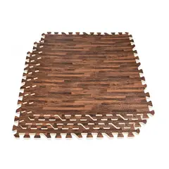 IMPORTCLICK - Pack 4 Alfombras Piso Goma Eva Antigolpes Tipo Madera 60x60 CM Madera Oscuro
