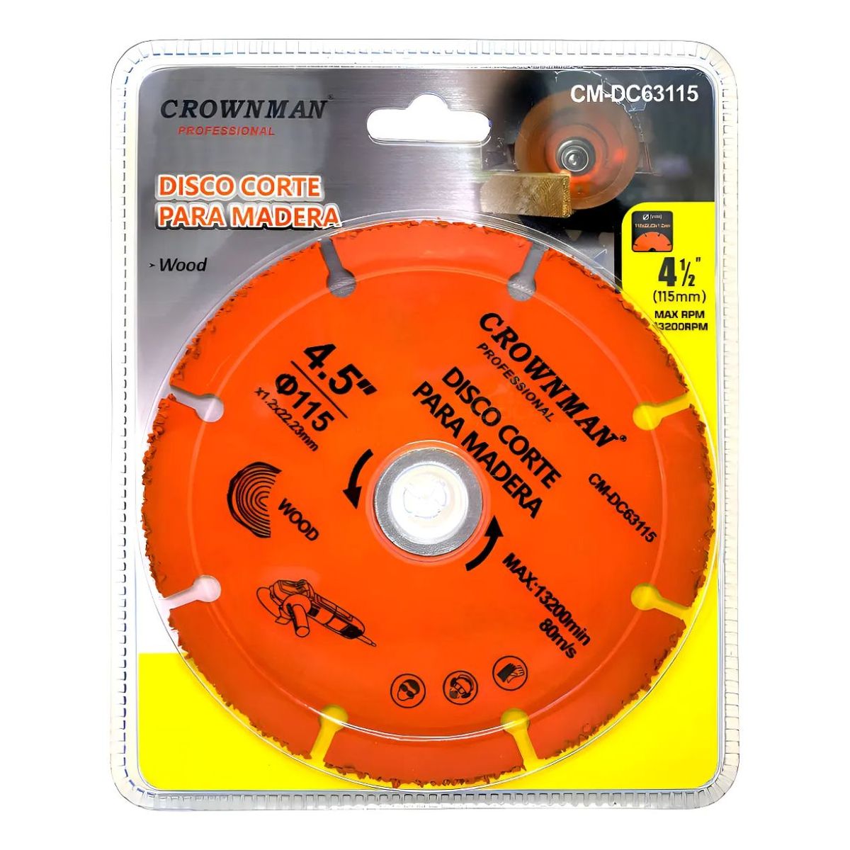 GENERICO - Disco De Corte Multiuso Para Esmeril 115mm 13200Rpm Crownman