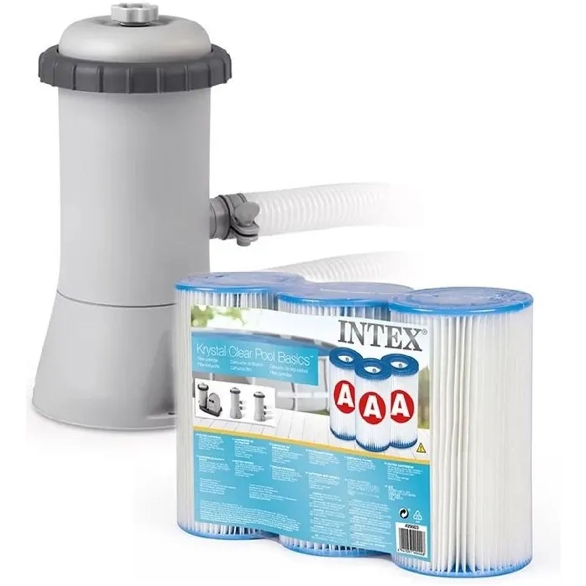 INTEX - Kit de bomba con filtro para piscina y 3 cartuchos Intex