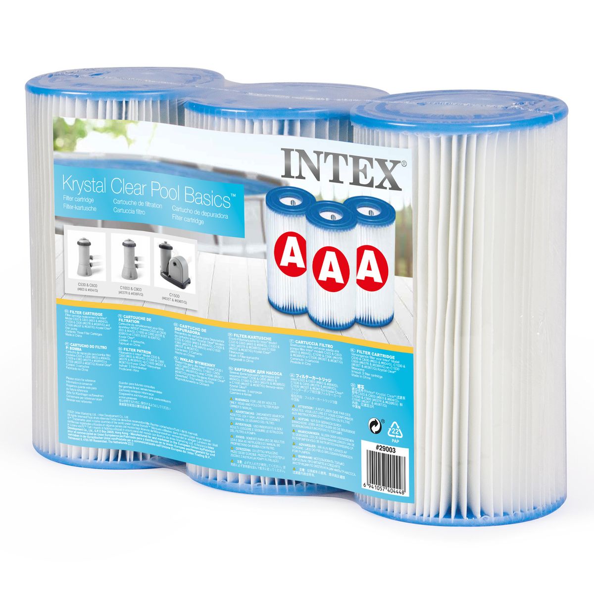 INTEX - Kit de bomba con filtro para piscina y 3 cartuchos Intex