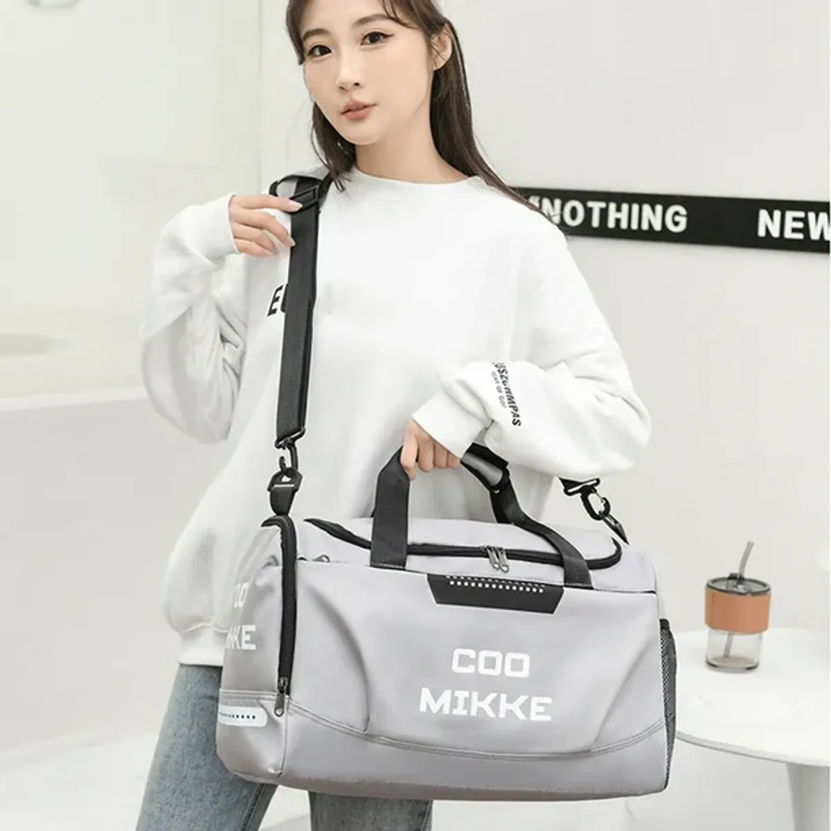 FASHIONS - Bolso De Hombro Maleta Sports Gym Bolsa De Viaje letras