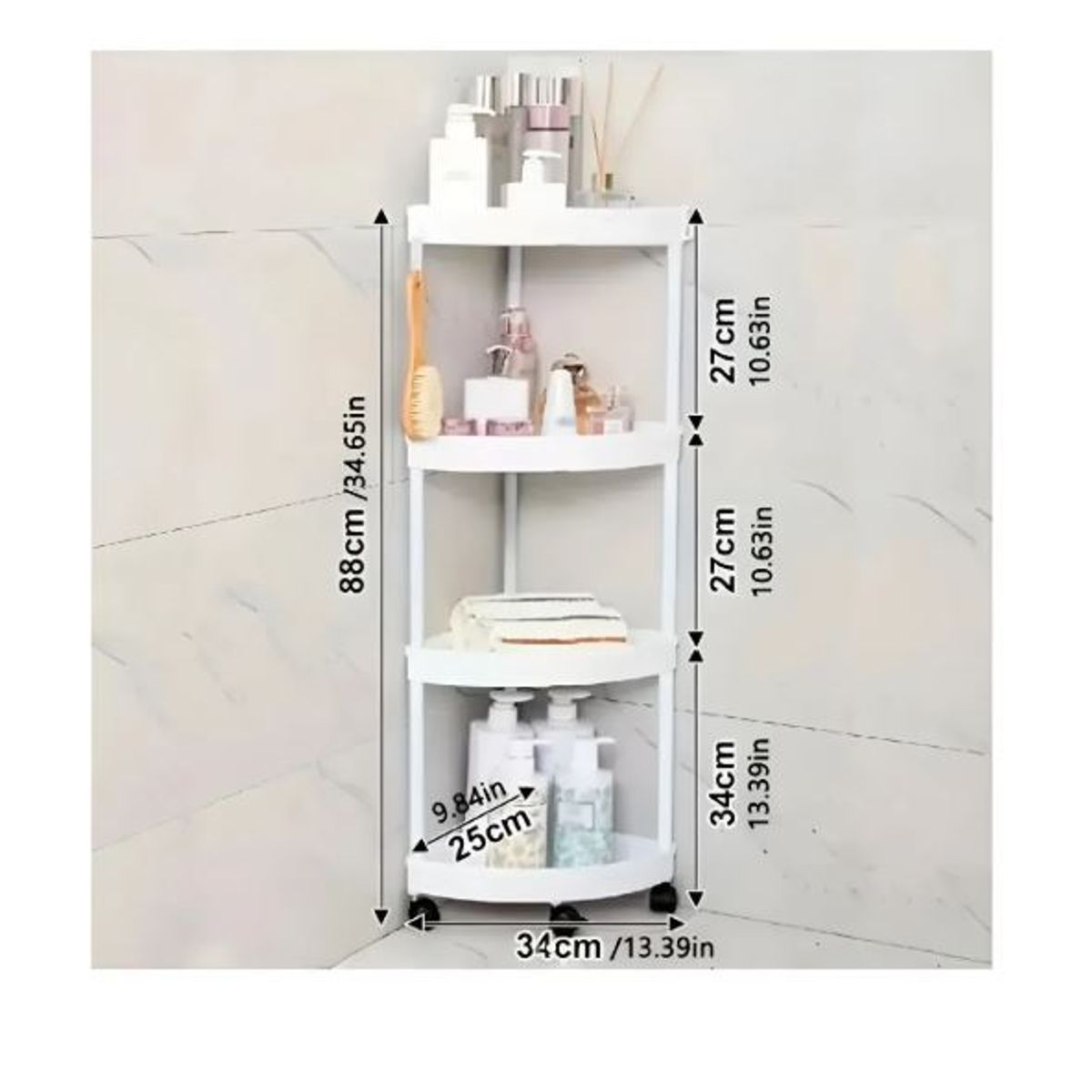 GENERICO - Esquinero de 4 niveles con ruedas - Blanco