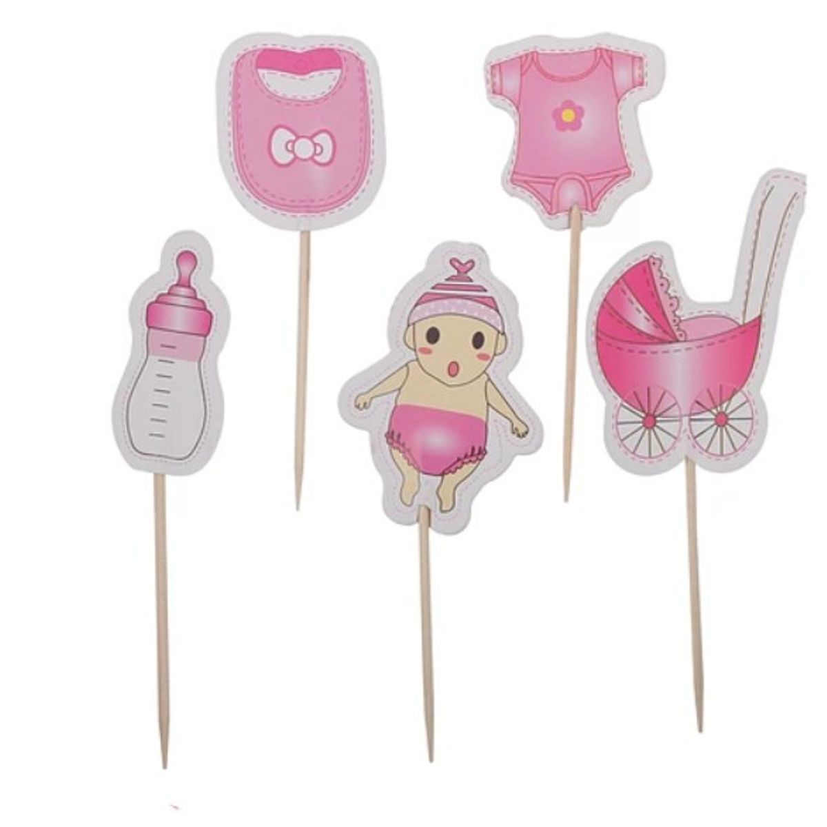 Toppers Rosa Baby Shower 10Pcs Rosa, marca GENERICO - Foto Principal