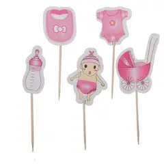 GENERICO - Toppers Rosa Baby Shower 10Pcs Rosa