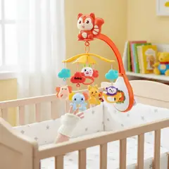 GENERICO - Movil Musical Para Bebe Con Diseño Ardilla Sonido+control NARANJA BELUG