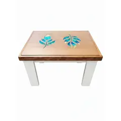 MARFELD MUEBLES - Mesa de centro cafe blanco con resina