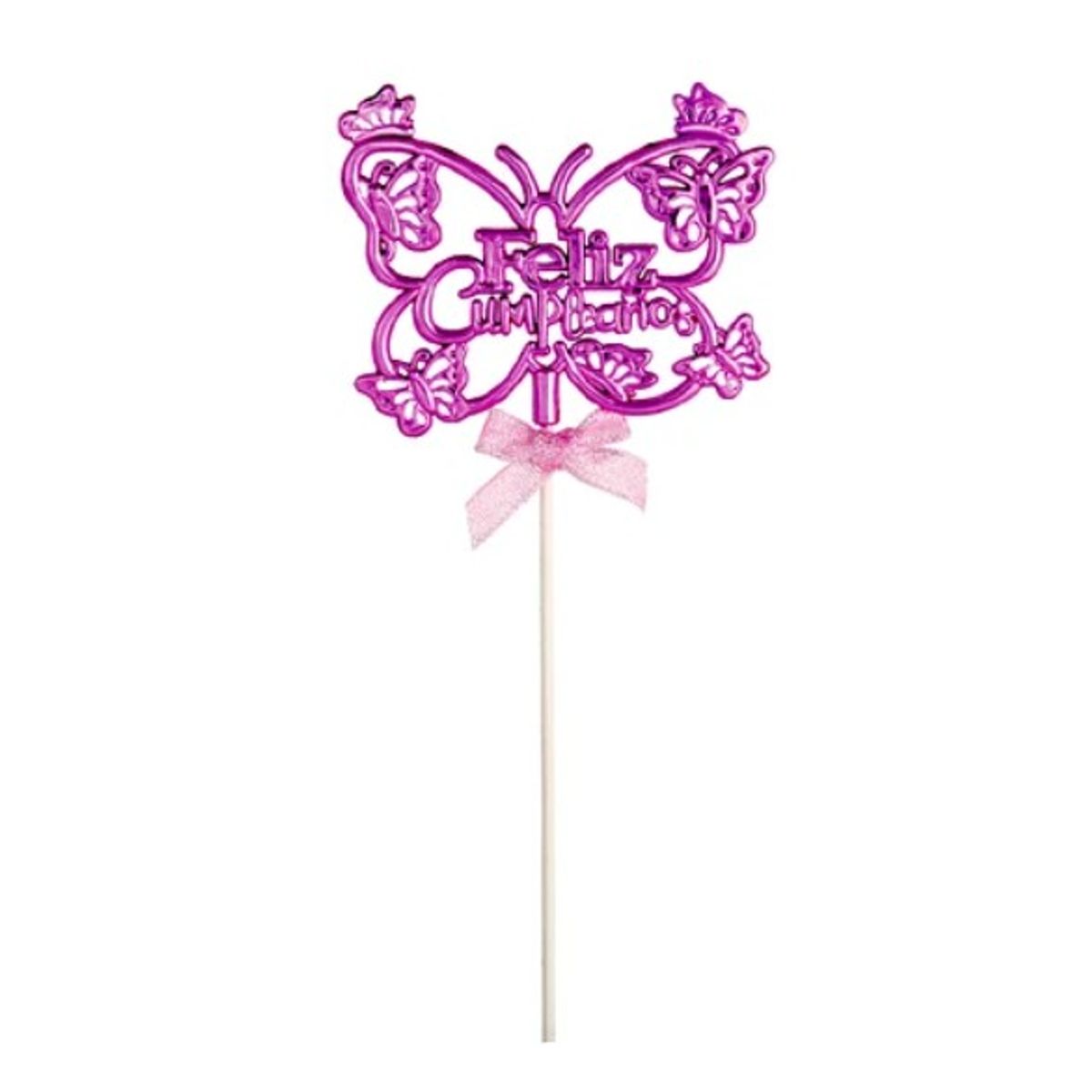 GENERICO - Topper Mariposa Rosa Feliz Cumpleaños 10x18Cm