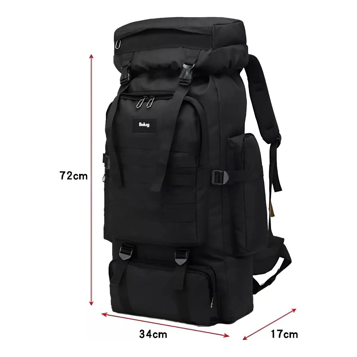 GENERICO - Mochila Para Senderismo 80l Tactica Para Campaña Camping Negro BELUG