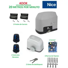 NICE - Kit Motor GATTER 400 (400kg) Uso Residencial, 20 Metros por minuto