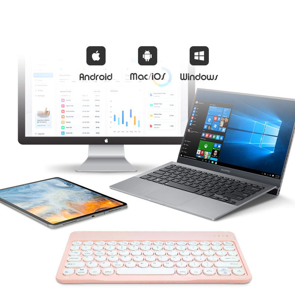 GENERICO - Teclado Para Ipad  Tablet Bluetooth Español Negro