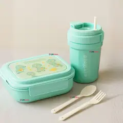 JUMP KIDS - Set Fiambrera Tupper + Vaso Lonchera Escolar Niño Niña Color Turquesa