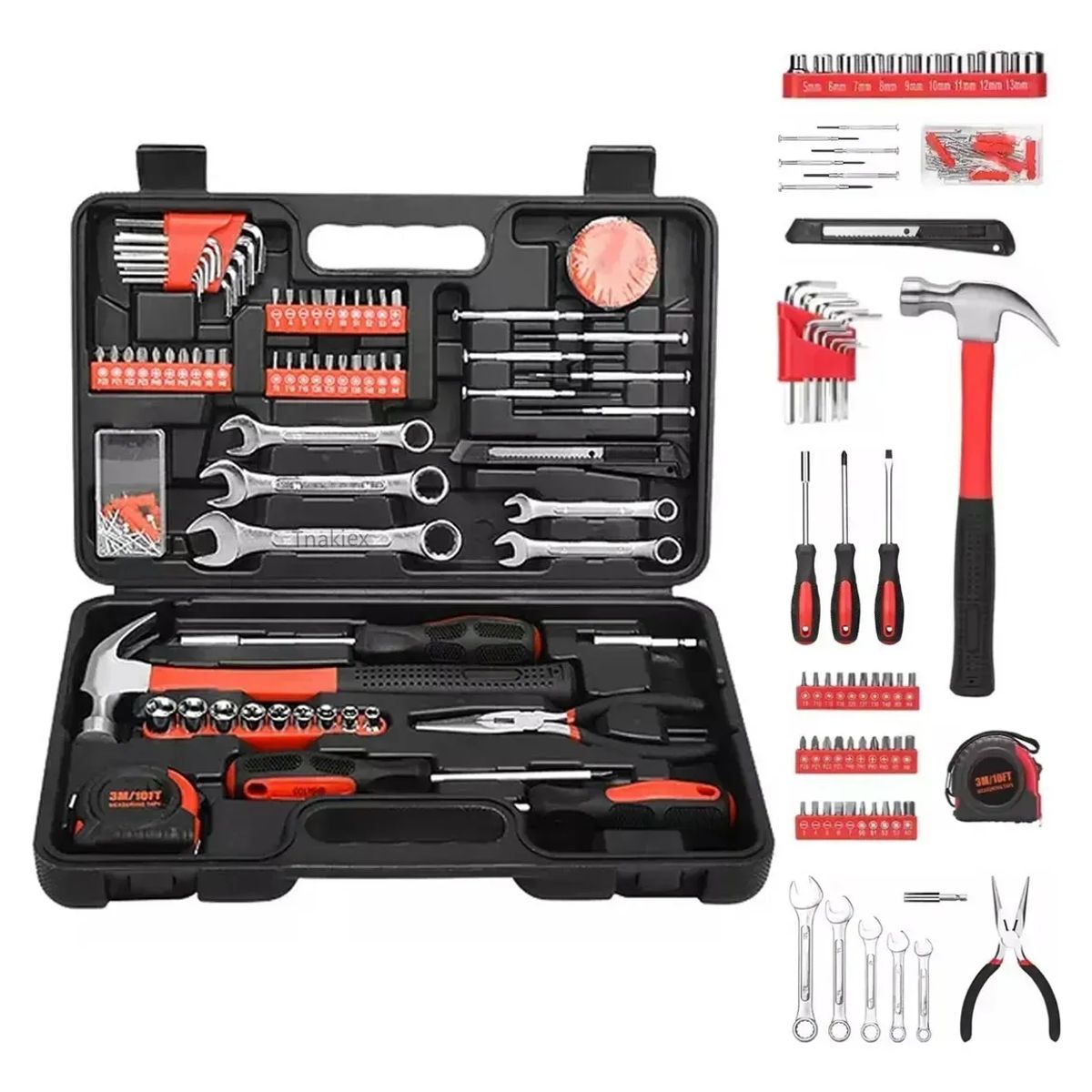 TNAKIEX - 146pzs Juego Herramientas Set Mecánicas Reparación Doméstica Plateado