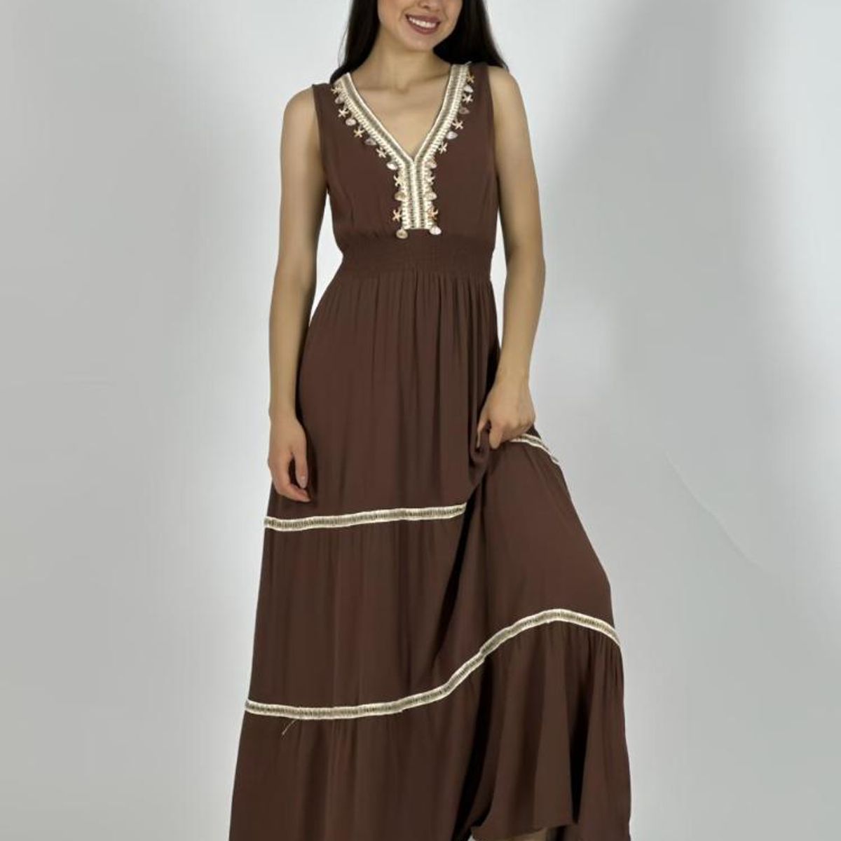 ENIGMATICA BOUTIQUE - Vestido Boho Estrellas y Conchas