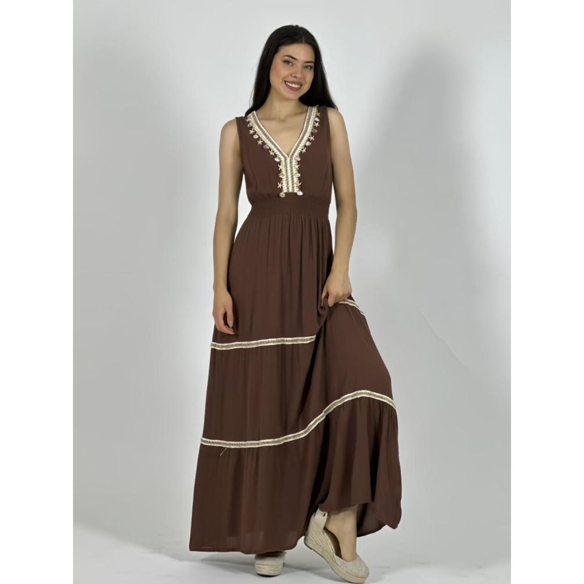 ENIGMATICA BOUTIQUE - Vestido Boho Estrellas y Conchas