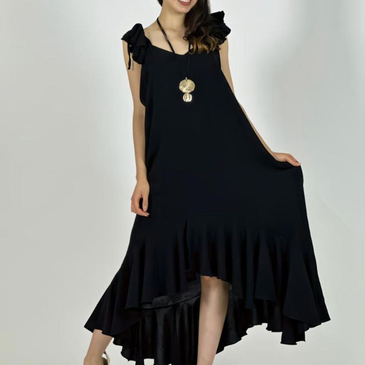 ENIGMATICA BOUTIQUE - Vestido Cey Asimetrico Tiras con Vuelos