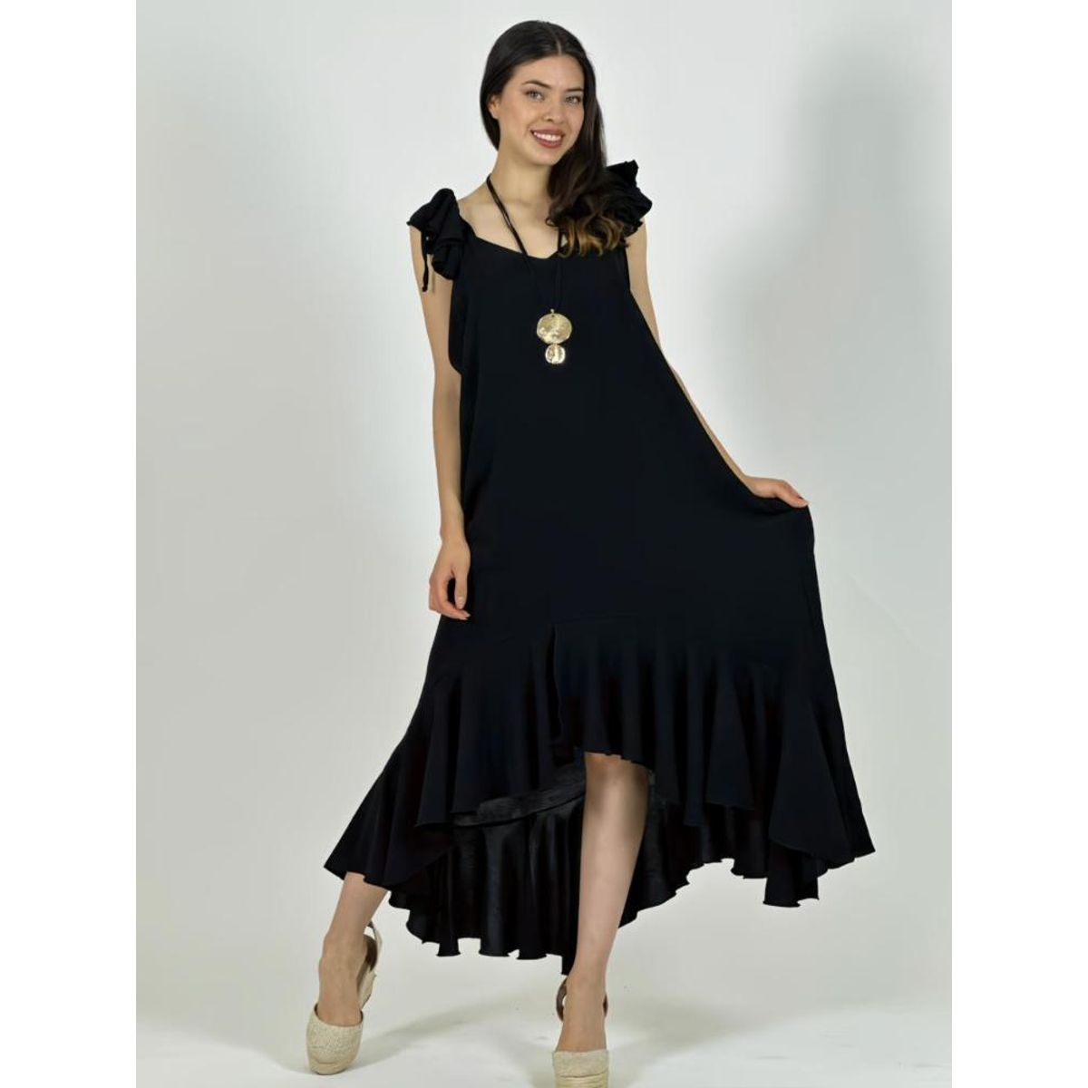 ENIGMATICA BOUTIQUE - Vestido Cey Asimetrico Tiras con Vuelos