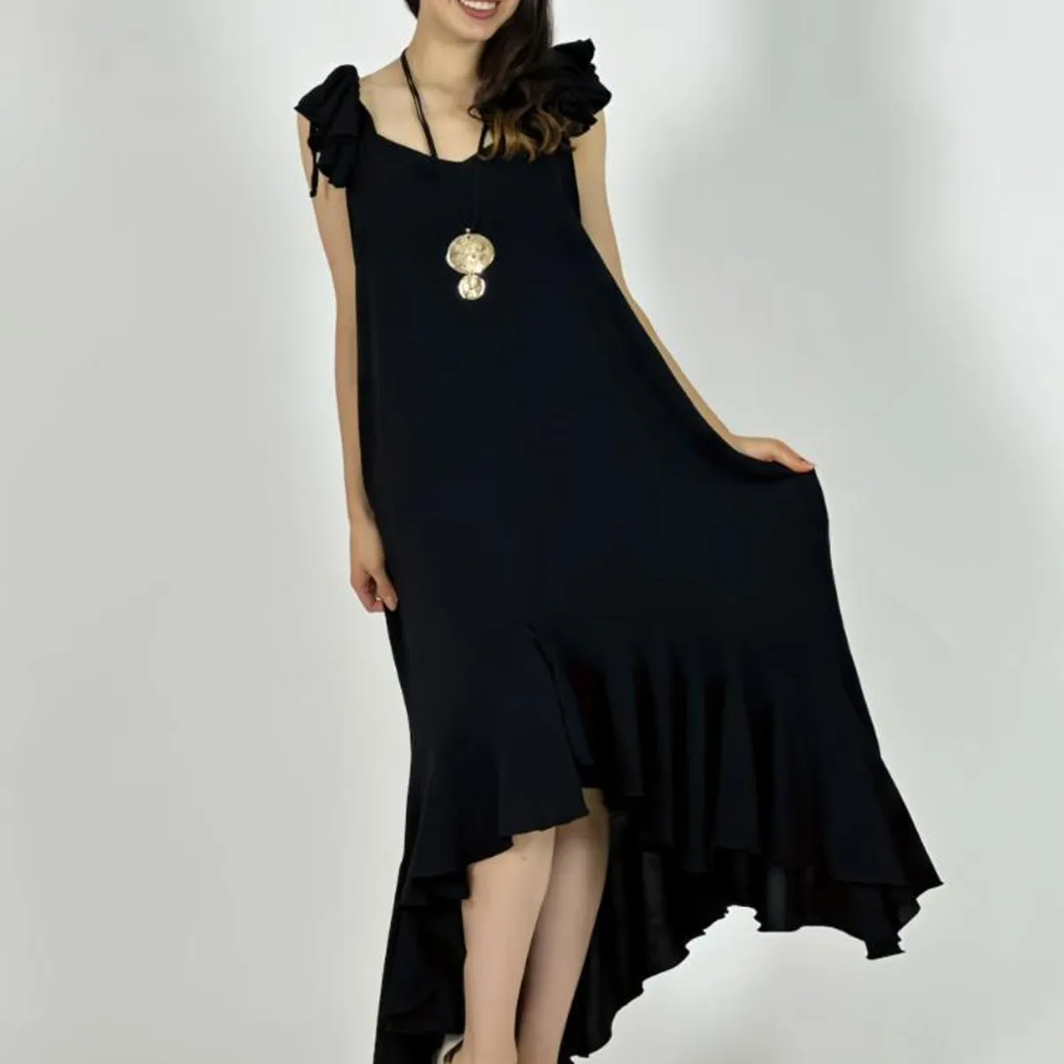 ENIGMATICA BOUTIQUE - Vestido Cey Asimetrico Tiras con Vuelos