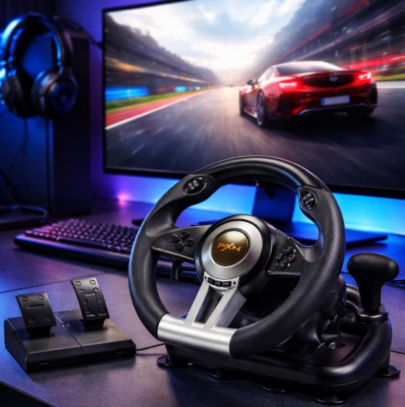 MOVI Simulador de Volante con Pedales Multiplataforma para PC y Consolas