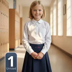 UTILISIMO - Camisa Blusa Escolar Blanca Manga Larga Colegio Para Niñas y Juvenil