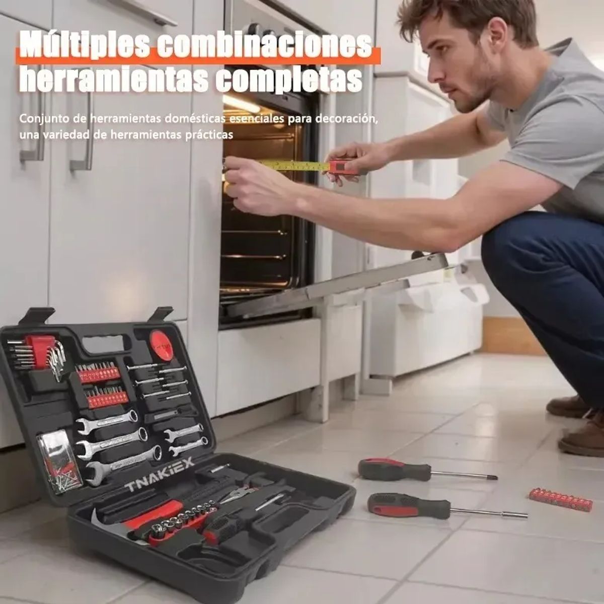 TNAKIEX - 146pzs Juego Herramientas Set Mecánicas Reparación Doméstica Plateado