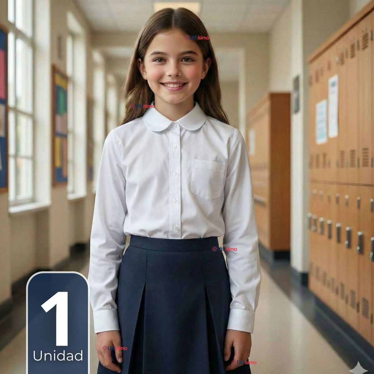 UTILISIMO - Blusa Escolar Camisa Blanca Manga Larga Colegio Para Niñas y Juvenil
