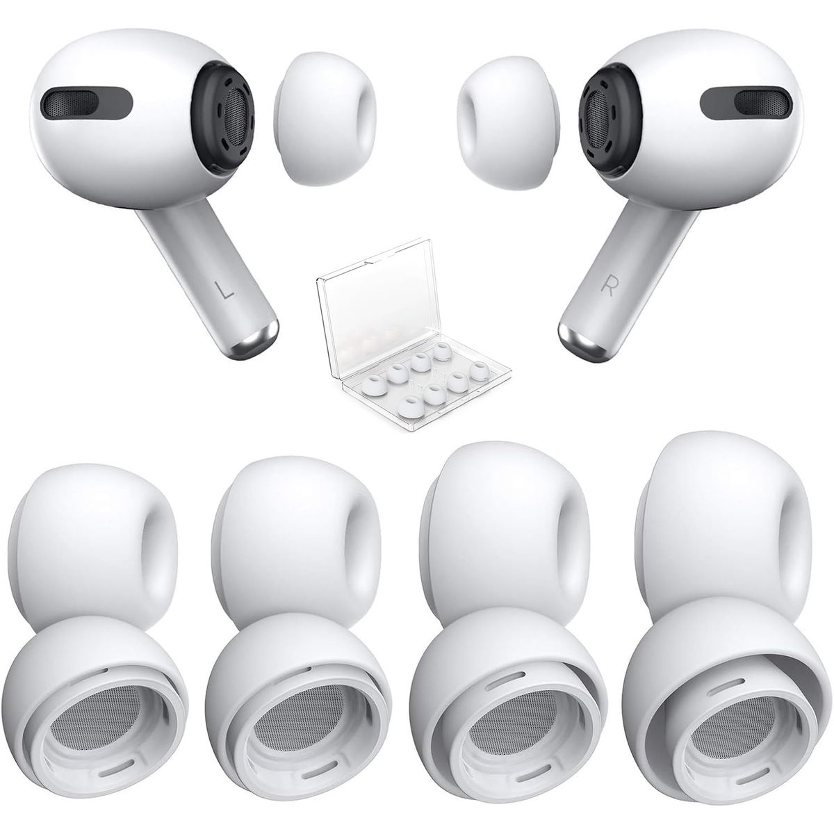 GENERICO - Kit 4 Pares Repuestos Almohadillas Silicona AirPods Pro