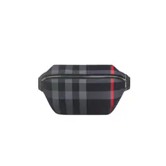 BURBERRY - Bolso de cinturón Jeff a cuadros en azul marinogris 80840611